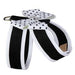 POLKA DOT NOUVEAU BOW + BLACK TINKIE HARNESS W/WHITE TRIM