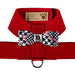 RED TINKIE HARNESS W/GLEN BLACK & WHITE HOUNDSTOOTH BIG BOW TINKIE HARNESS