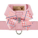 PEACHES N' CREAM GLEN HOUNDSTOOTH NOUVEAU BOW + PUPPY PINK TINKIE HARNESS