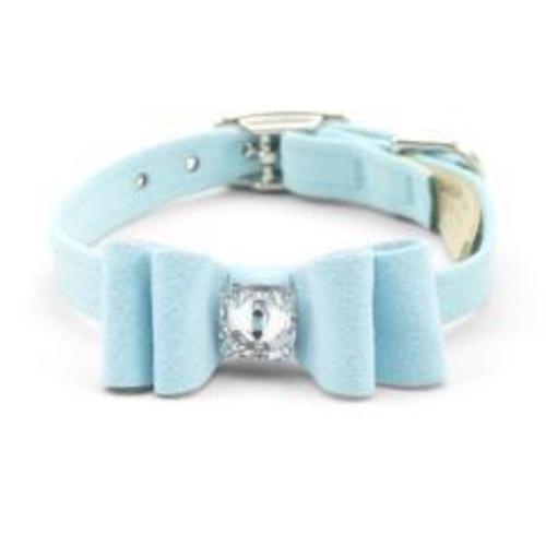 TIFFI BLUE BIG BOW SWAROVSKI CRYSTAL DOG COLLAR, Collars - Bones Bizzness