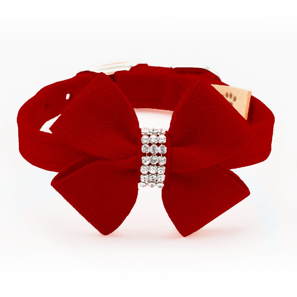 RED NOUVEAU BOW DOG COLLARS