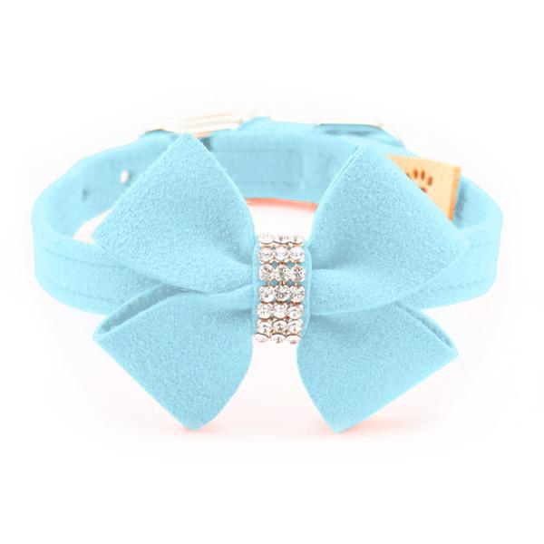 TIFFI BLUE NOUVEAU CRYSTAL BOW DOG COLLARS (42 COLORS), Collars - Bones Bizzness