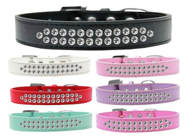 TWO ROW CLEAR CRYSTAL DOG COLLAR (7 COLORS), Collars - Bones Bizzness