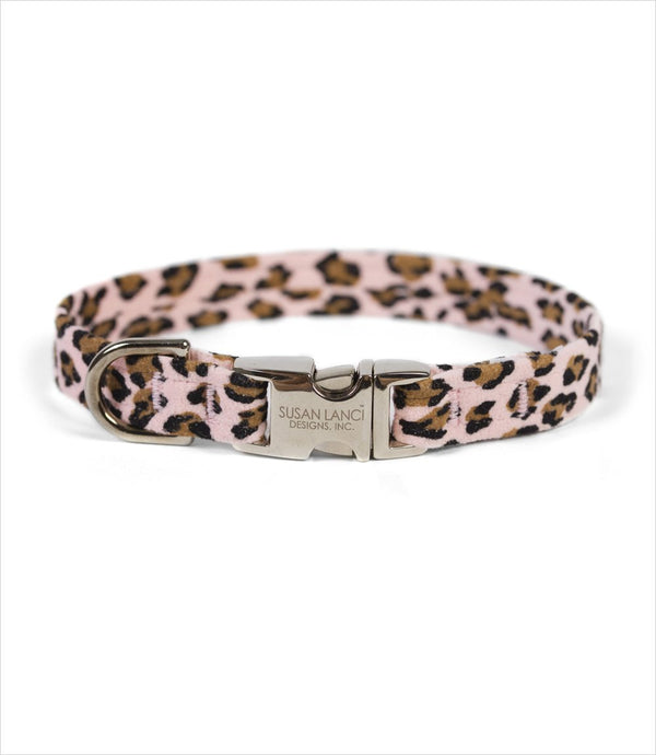 PERFECT FIT ULTRASUEDE DOG COLLAR BY SUSAN LANCI - PINK CHEETAH COUTURE, Collars - Bones Bizzness