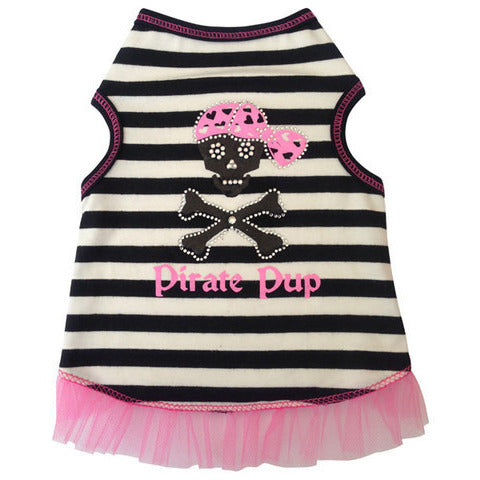 PIRATE PUP GIRL TANK BLK/WHT STRIPED, Shirts Tanks & Tees - Bones Bizzness