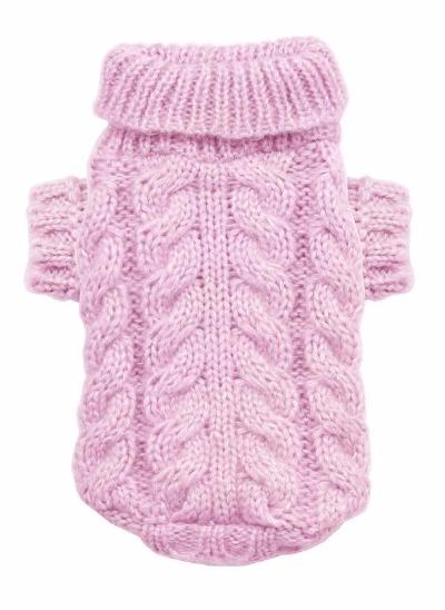 PINK ANGORA CABLE KNIT DOG SWEATER, Sweaters - Bones Bizzness