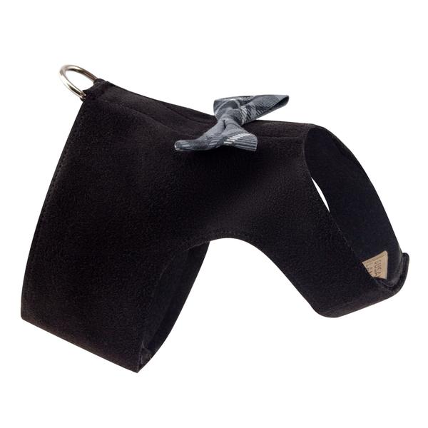 CHARCOAL PLAID SCOTTY BAILEY TUX BOW DOG HARNESS, Harness - Bones Bizzness