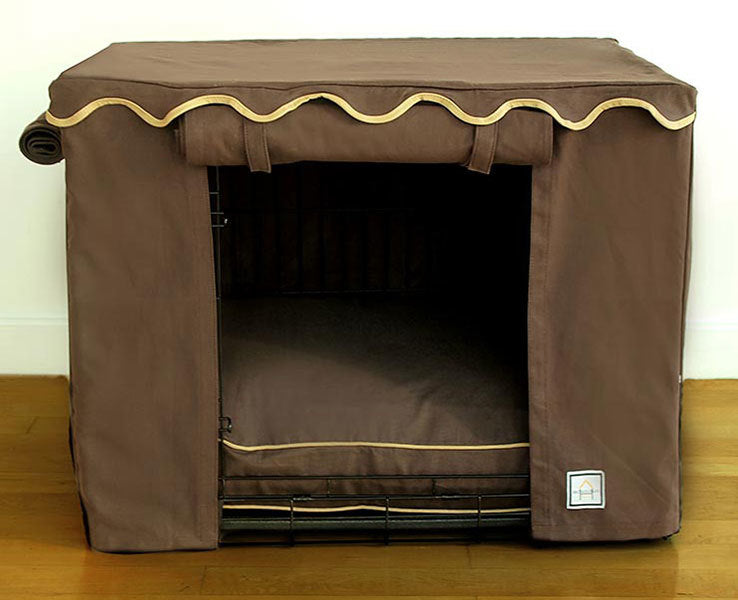 TEAK BROWN DOG CRATE COVER, Crate Cover - Bones Bizzness