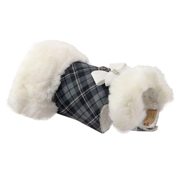 SCOTTY CHARCOAL PLAID WHITE FOX FUR COAT, Coats - Bones Bizzness