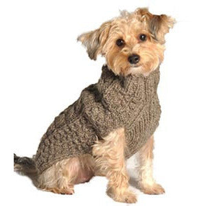 GRAY CABLE KNIT WOOL DOG SWEATER - Bones Bizzness