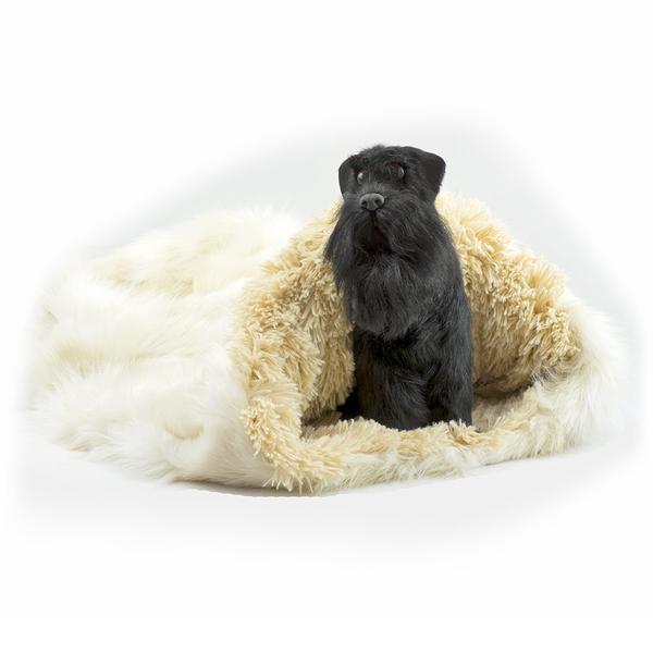 CREAM FOX WITH CAMEL SHAG CUDDLE CUP DOG BED, Beds - Bones Bizzness