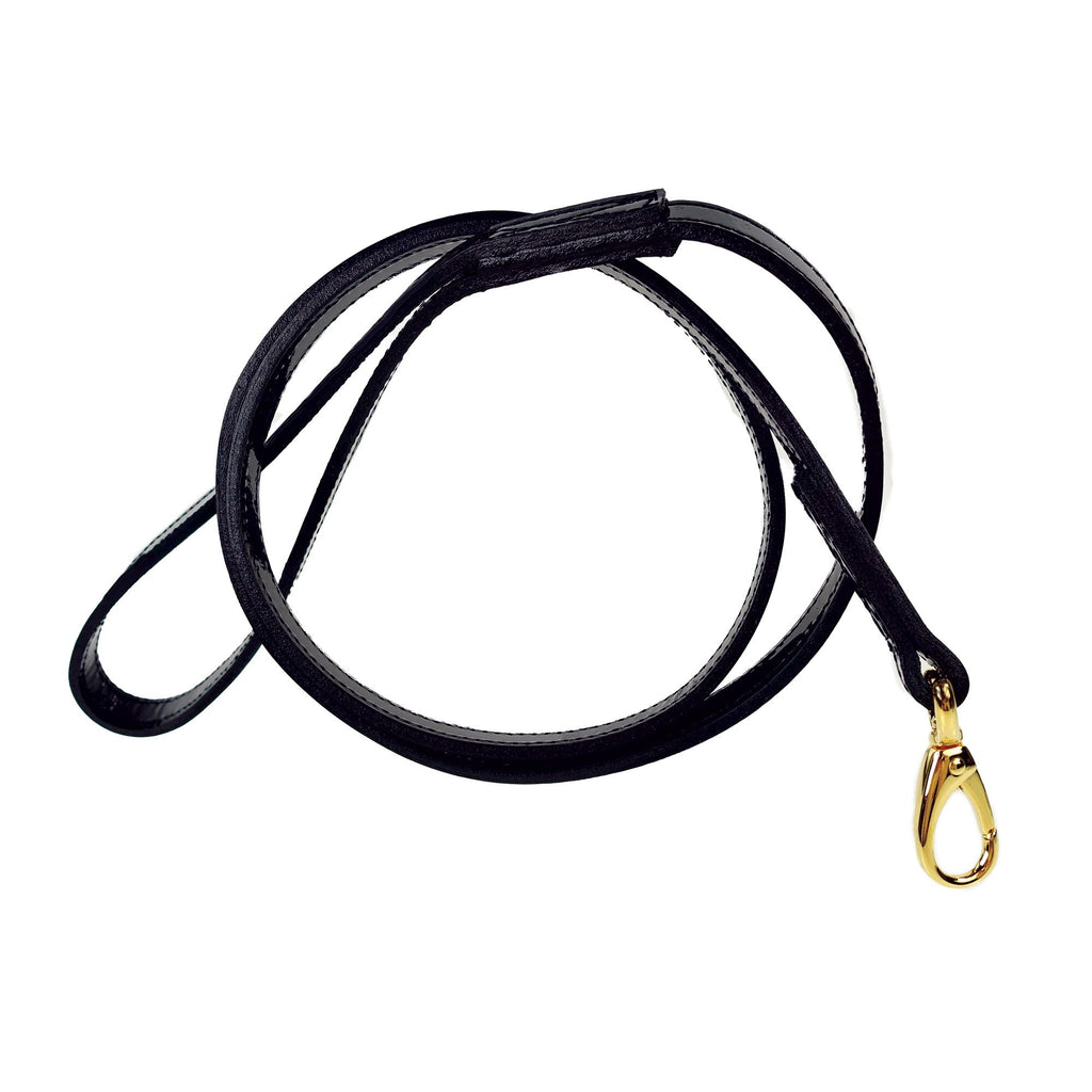 DAISY DOG LEAD IN BLACK PATENT & GOLD, Leash - Bones Bizzness
