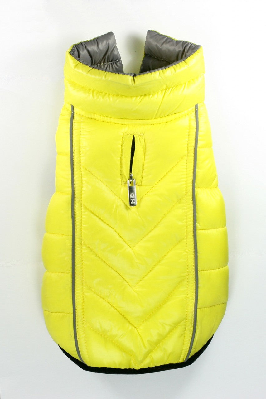 YELLOW FEATHERLITE REVERSIBLE PUFFER DOG VEST