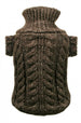 CHOCOLATE ANGORA CABLE KNIT DOG SWEATER, Sweaters - Bones Bizzness