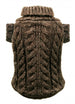 CHOCOLATE ANGORA CABLE KNIT DOG SWEATER, Sweaters - Bones Bizzness