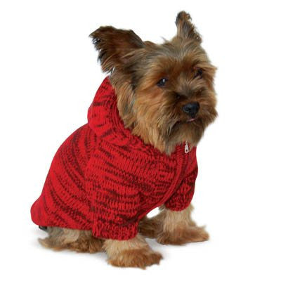 RED HOODIE SWEATER DOG COAT, Coats - Bones Bizzness