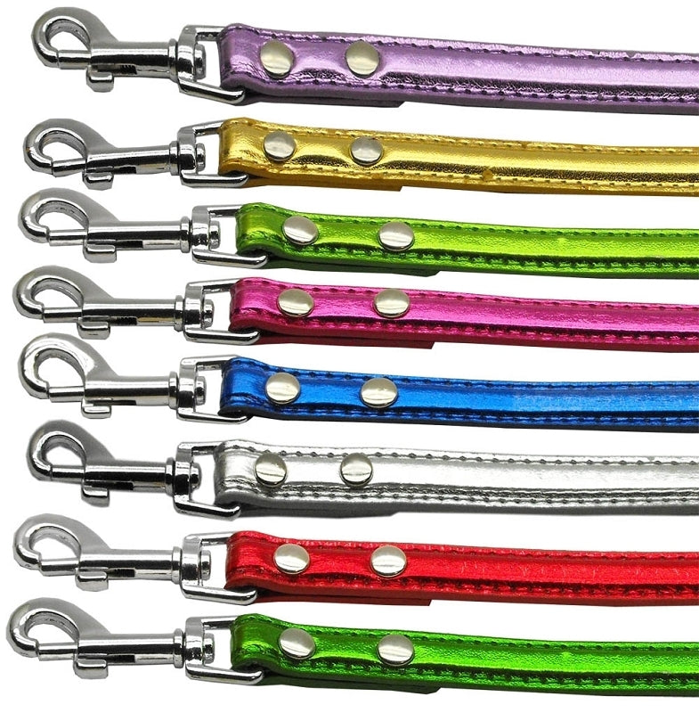 METALLIC FAUX LEATHER DOG LEASHES (8 COLORS), Leash - Bones Bizzness