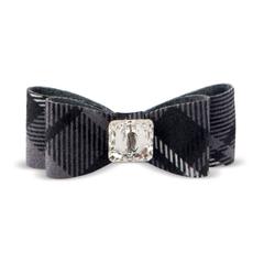 CHARCOAL PLAID BIG BOW HAIR BOW, HAIR BOW - Bones Bizzness