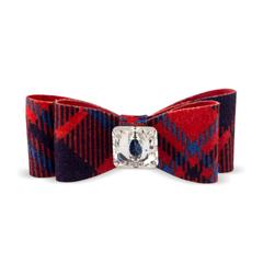 RED CHESTNUT PLAID BIG BOW HAIR BOW, HAIR BOW - Bones Bizzness