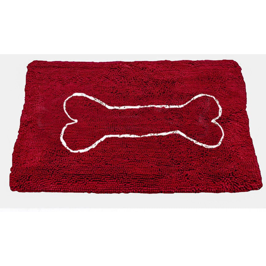 SOGGY DOGGY DOG DOORMAT CRANBERRY W/ OATMEAL BONE, Rugs - Bones Bizzness