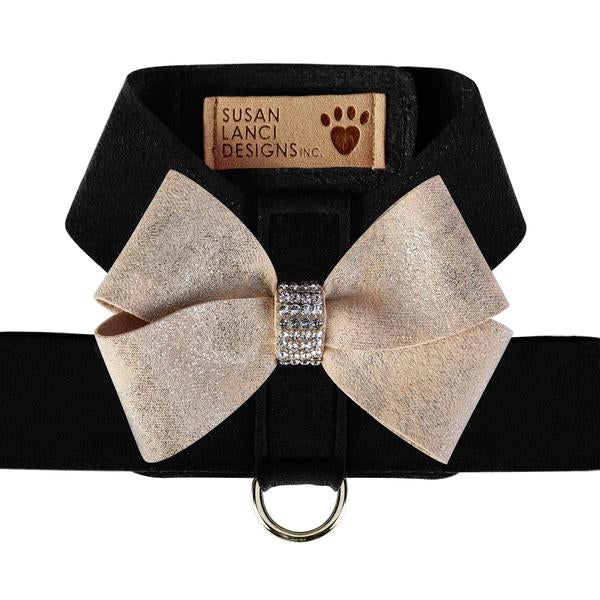 BLACK TINKIE HARNESS W/CHAMPAGNE GLITZERATI NOUVEAU BOW