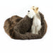 CHOCOLATE SABLE WITH CHOCOLATE SHAG CUDDLE CUP DOG BED, Beds - Bones Bizzness