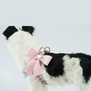 SCOTTY PLAID TAIL BOW STEP-IN HARNESS- PUPPY PINK, Harness - Bones Bizzness