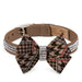 SUSAN LANCI CHOCOLATE GLEN HOUNDSTOOTH NOUVEAU BOW 3 ROW GILTMORE COLLAR