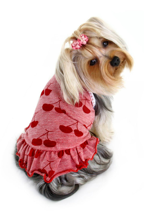 HIP DOGGIE RED CHERRY DOG DRESS