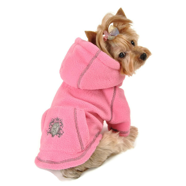 PINK CREST FLEECE DOG HOODIE, Sweaters - Bones Bizzness