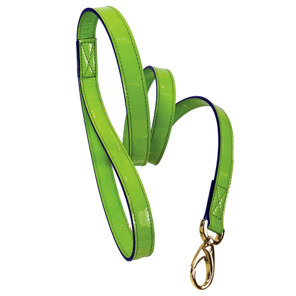 GEORGIA ROSE DOG LEAD IN BRIGHT GREEN PATENT & GOLD, Leash - Bones Bizzness