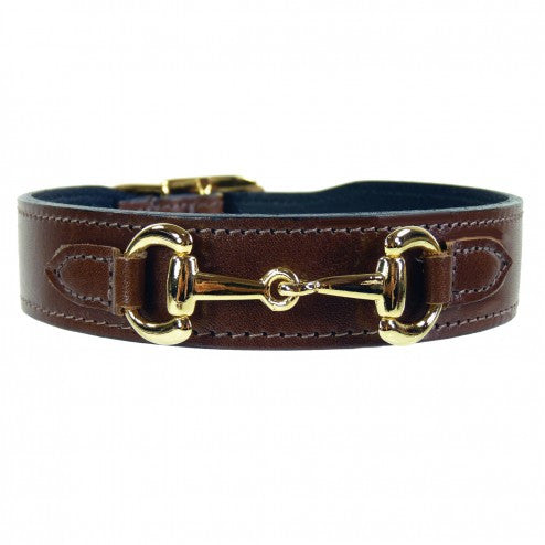 BELMONT IN RICH BROWN & GOLD DOG COLLAR, Collars - Bones Bizzness