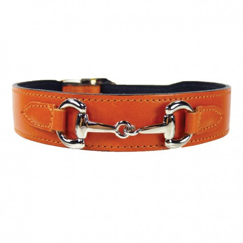 BELMONT IN TANGERINE & NICKEL DOG COLLAR, Collars - Bones Bizzness