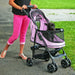 HAPPY TRAILS NO ZIP PET STROLLER - PINK, STROLLERS - Bones Bizzness