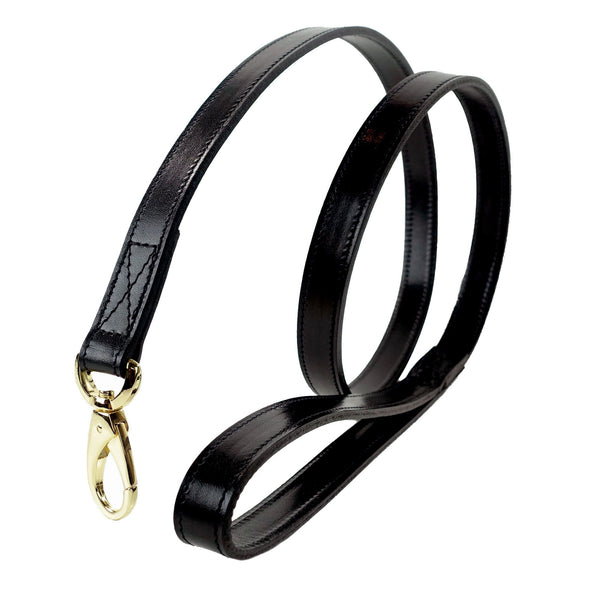BELMONT DOG LEAD IN JET BLACK & GOLD, Leash - Bones Bizzness