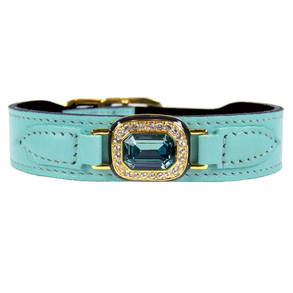 HAUTE COUTURE OCTAGON IN TURQUOISE DOG COLLAR, Collars - Bones Bizzness
