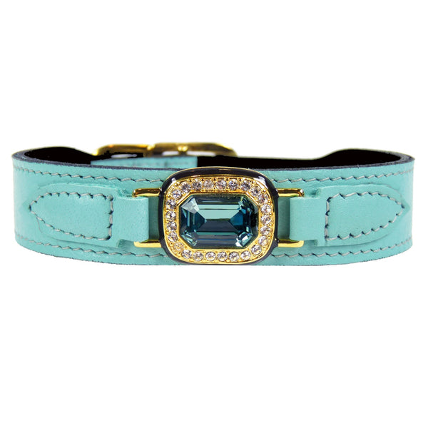 HAUTE COUTURE OCTAGON IN TURQUOISE DOG COLLAR, Collars - Bones Bizzness