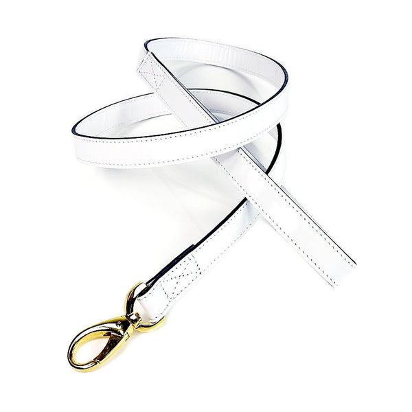 HAUTE COUTURE OCTAGON DOG LEAD IN WHITE PATENT, Leash - Bones Bizzness