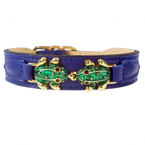 LEAP FROG IN COBALT BLUE DOG COLLAR