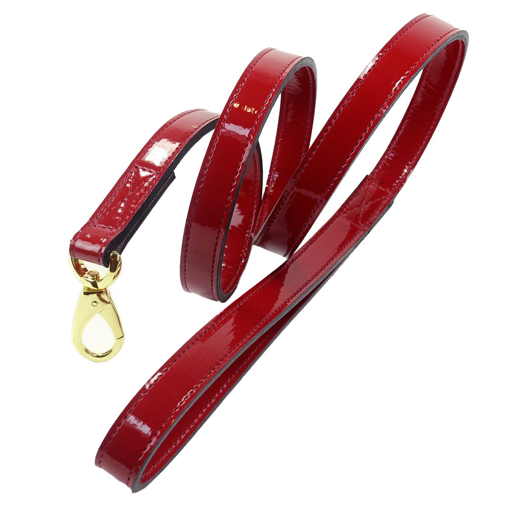 HOLIDAY CRYSTAL BIT LEAD IN RED PATENT DOG LEAD, Leash - Bones Bizzness