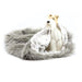 TAUPE SHAG WITH PLATINUM SNOW CUDDLE CUP DOG BED, Beds - Bones Bizzness