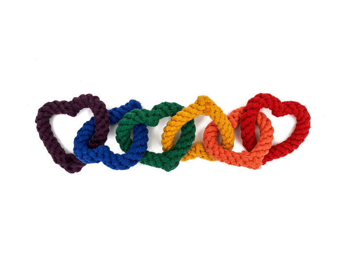 6 CHAIN RAINBOW HEART ROPE DOG TOY