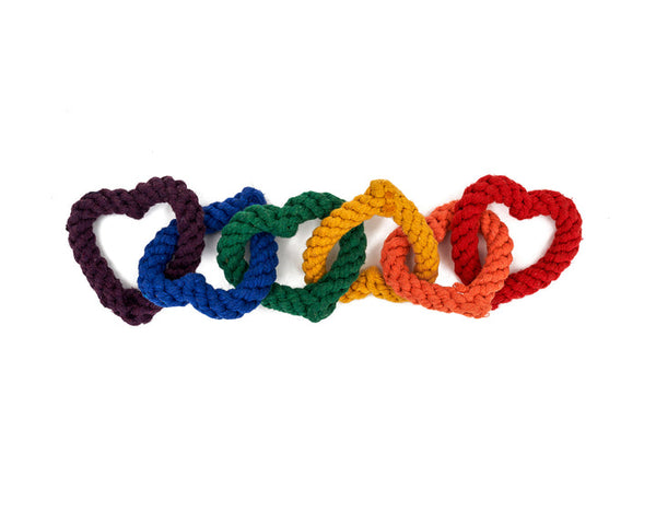 6 CHAIN RAINBOW HEART ROPE DOG TOY