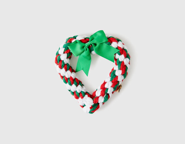 7" HOLIDAY HEART ROPE DOG TOY