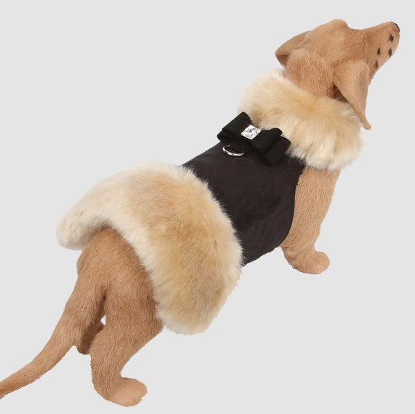 BIG BOW CHAMPAGNE FOX FUR DOG COAT