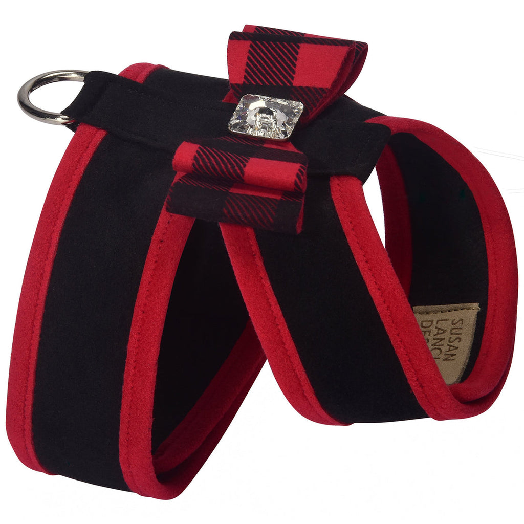BIG BOW RED GINGHAM TINKIE DOG HARNESS W/ RED TRIM