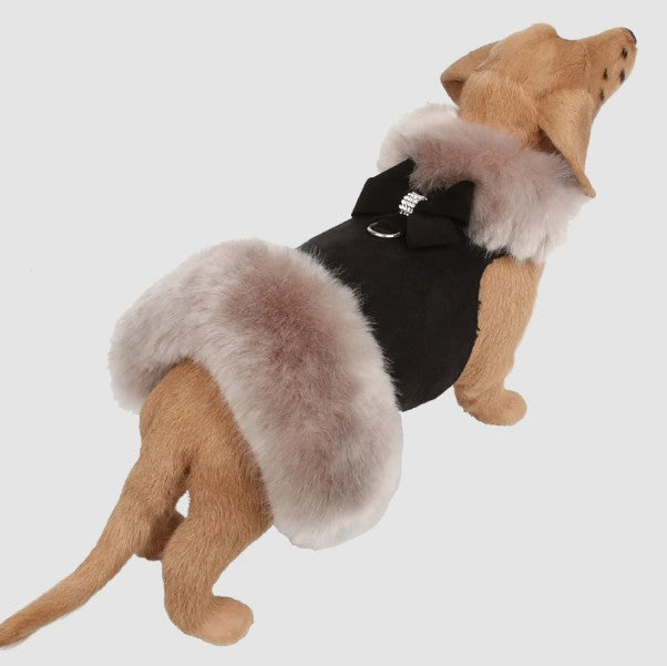 NOUVEAU BOW SOFT SILVER FOX FUR DOG COAT
