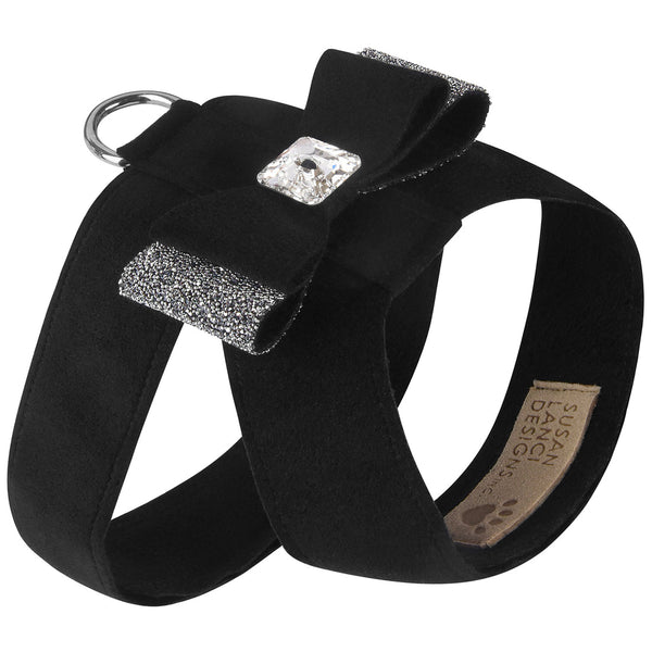 BLACK CRYSTAL STELLAR BIG BOW TINKIE DOG HARNESS