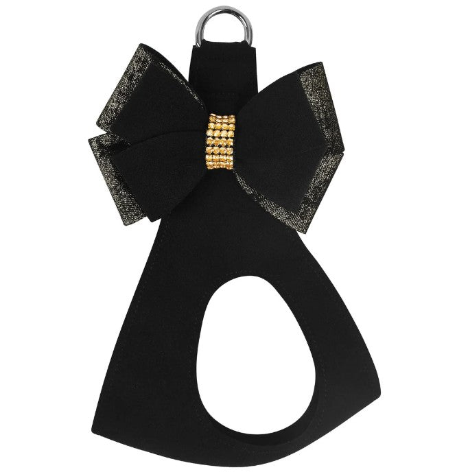 BLACK GLITZERATI DOUBLE NOUVEAU BOW STEP-IN DOG HARNESS
