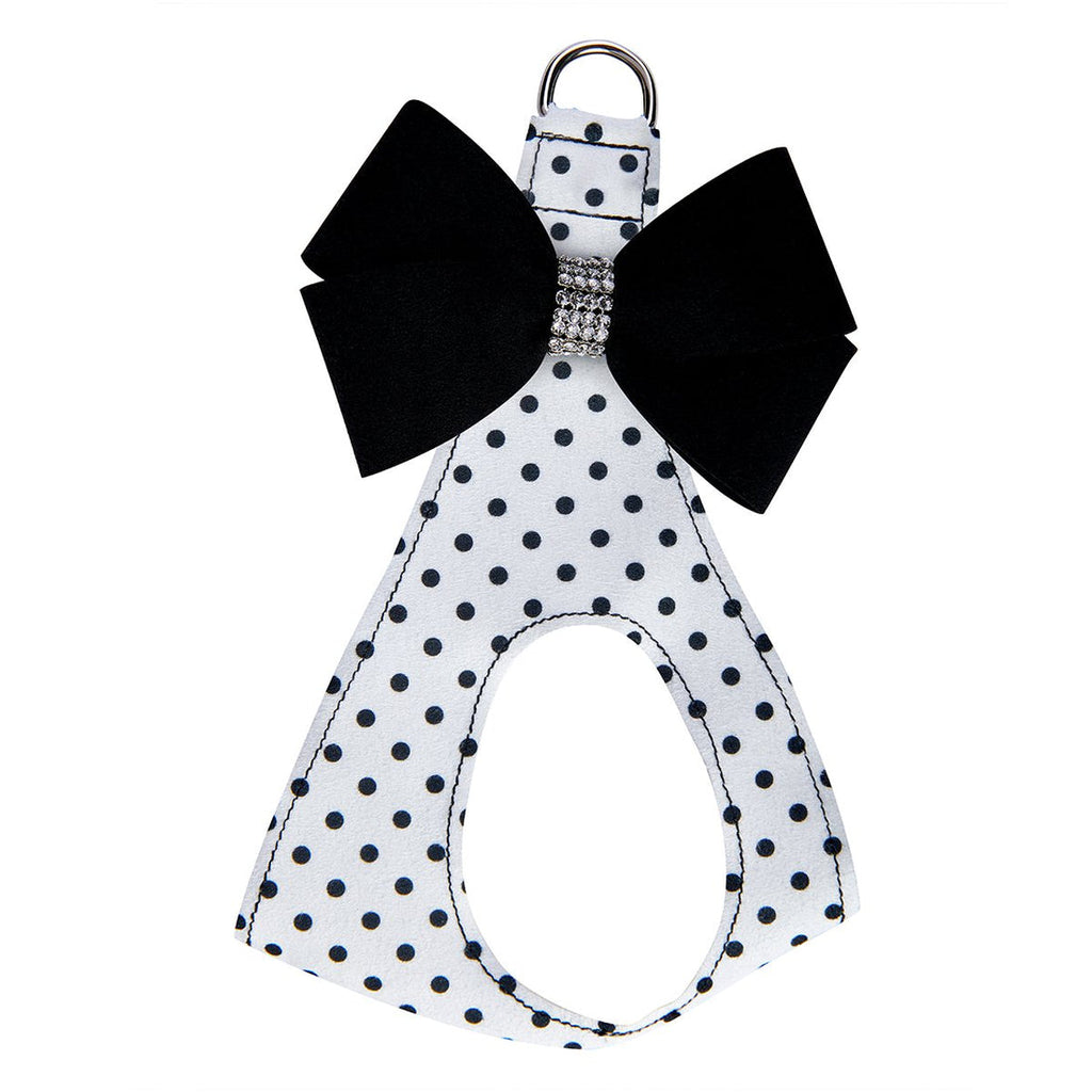 BLACK NOUVEAU BOW POLKA DOT STEP-IN DOG HARNESS